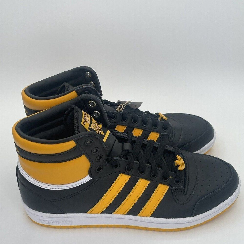 Adidas Top Ten Hi Top Mens Basketball Shoes Black Gold FZ5888 NEW - Picture 2 of 11
